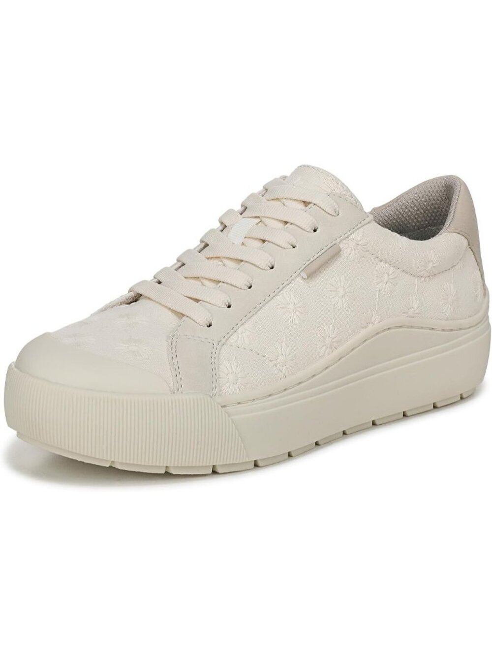 Women's Off White Floral Fabric Faux Leather Time Off Shoes